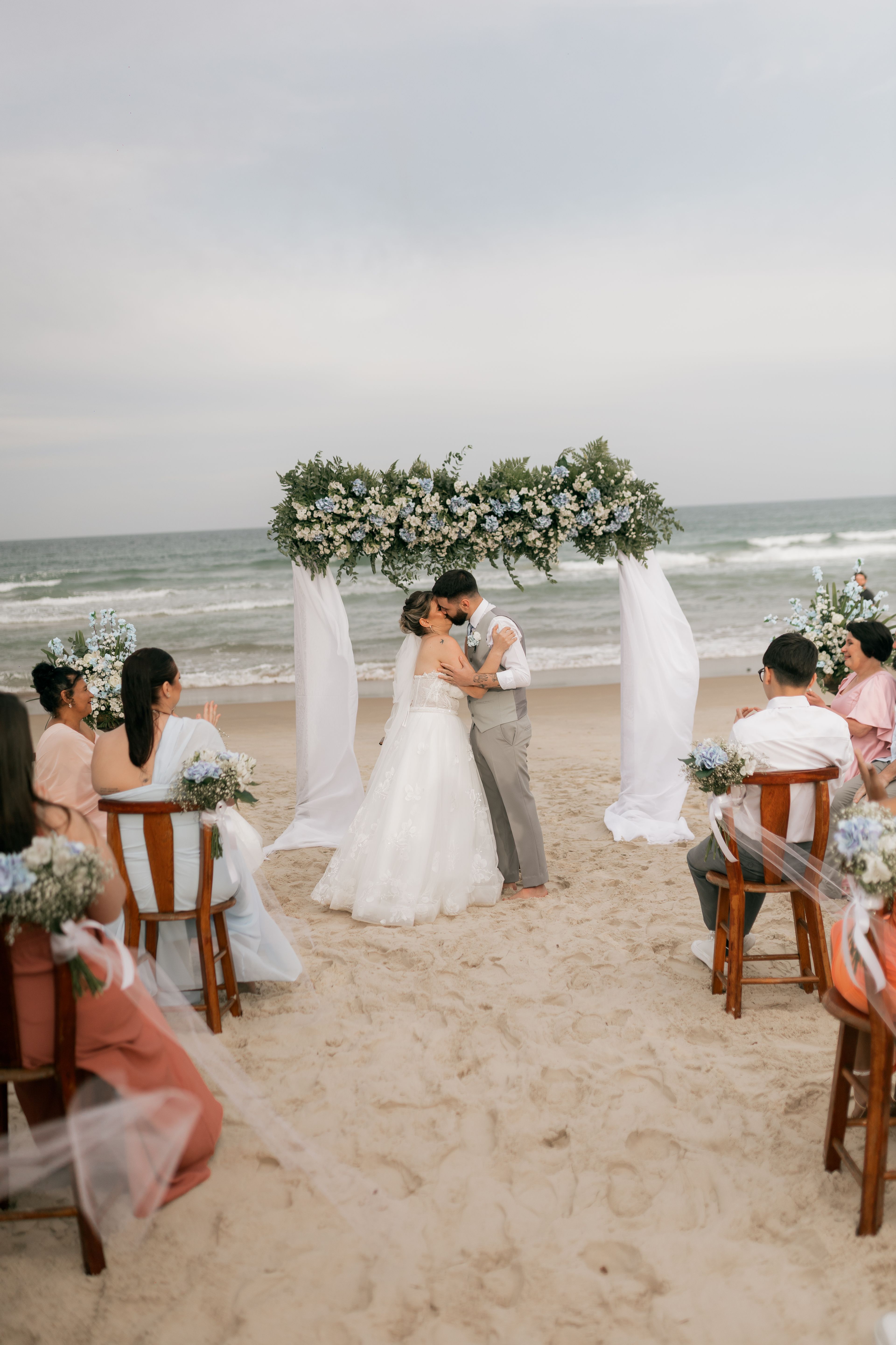 Luxury ECR beach destination wedding ceremony at sunset